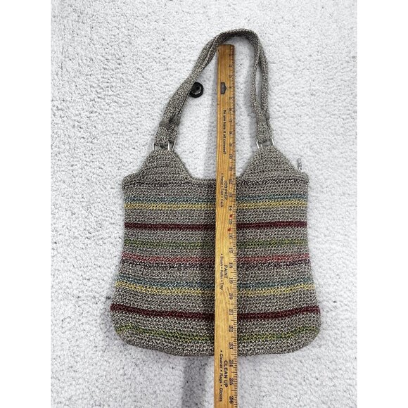 Women's The Sak Belle Multicolor Stripe Bohemian Crochet Shoulder Hobo Bag - Picture 2 of 15